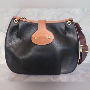 Authentic 1986 vintage Hermes rodeo black and brown leather crossbody bag